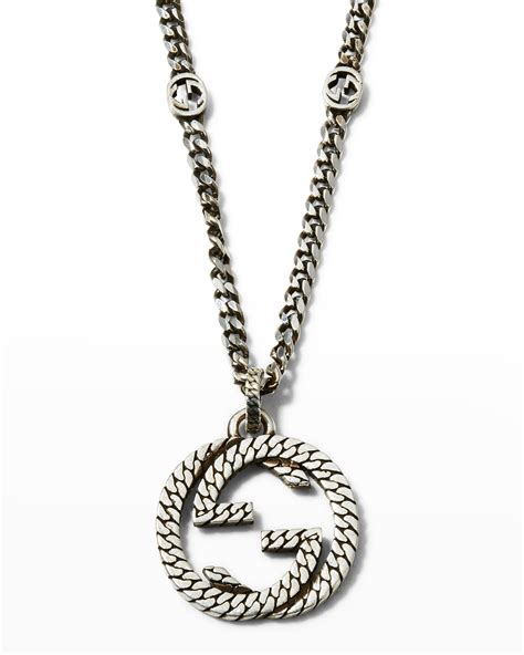 gucci necklace silver men|gucci interlocking g necklace men's.